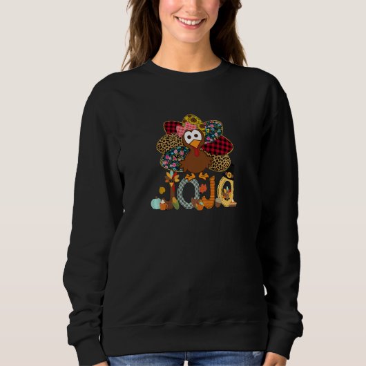 Womens Fall Turkey Jojo  Thanksgiving Doodle Grand スウェットシャツ (正面)