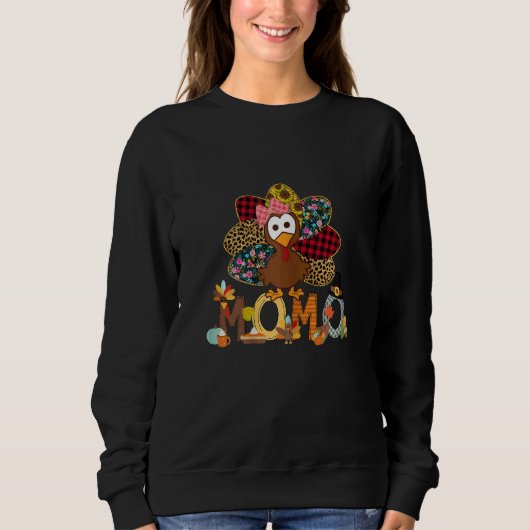 Womens Fall Turkey Momo    Thanksgiving Doodle Gra スウェットシャツ (正面)