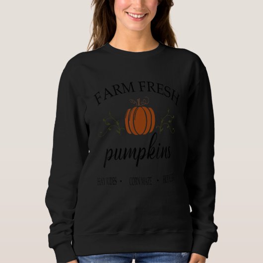 Womens Farm Fresh Pumpkins Autumn Fall Thanksgivin スウェットシャツ (正面)