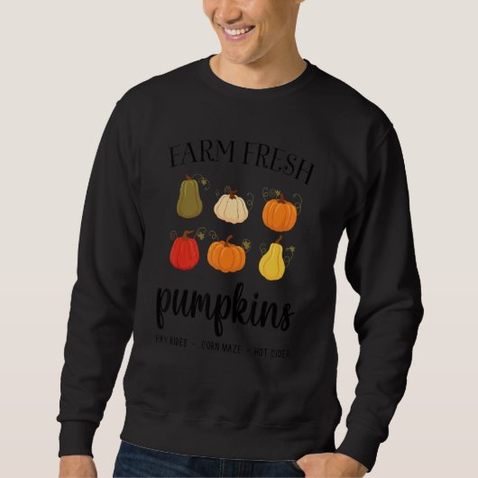 Womens Farm Fresh Pumpkins Autumn Fall Thanksgivin スウェットシャツ (正面)