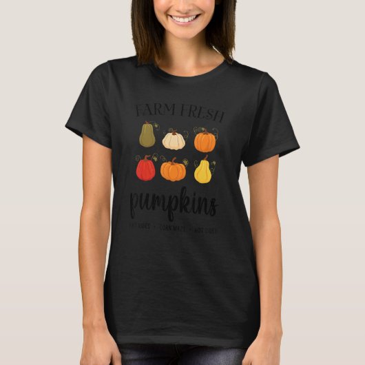 Womens Farm Fresh Pumpkins Autumn Fall Thanksgivin Tシャツ (正面)