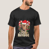 Womens Feliz Navidog Labrador With Santa Claus Hat Tシャツ (正面)