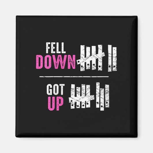 Womens Fell Down Got Up Motivational Funny Sitive マグネット (正面)