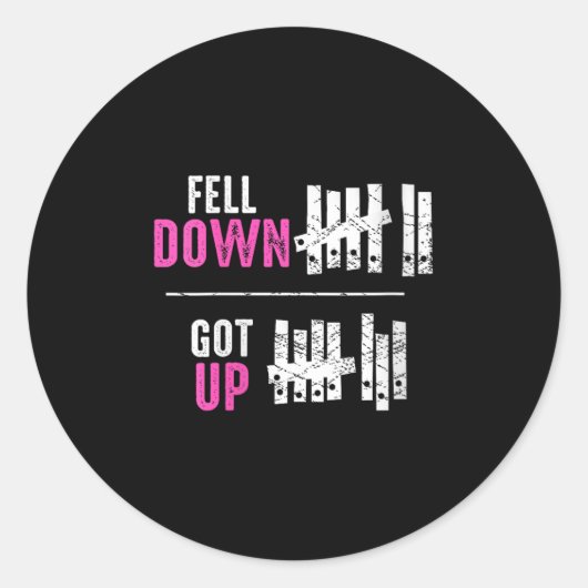 Womens Fell Down Got Up Motivational Funny Sitive ラウンドシール (正面)