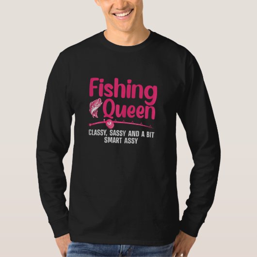 Womens Fishing Queen For Women Ladies Fishing Tシャツ (正面)