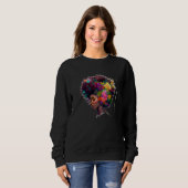Womens Flower Afro Black Women African American  1 スウェットシャツ (正面フル)