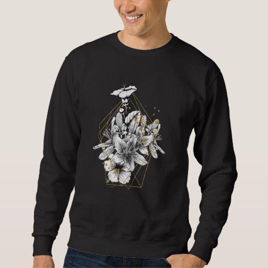 Womens Flower of Life Mandala with Yoga Tattoo Hen スウェットシャツ (正面)