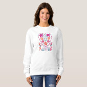 Women's FolkyハートとRabbits Sweatshirt スウェットシャツ (正面フル)