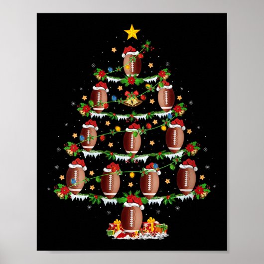 Womens Football Christmas Tree Lights Srts Player ポスター (正面)