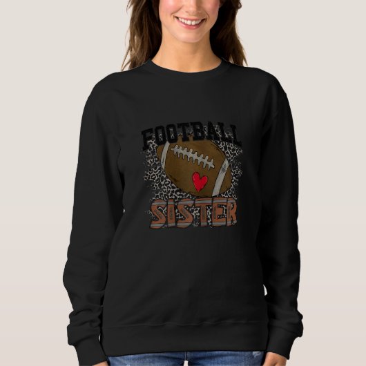 Womens Football Sister with Leopard Background Pri スウェットシャツ (正面)