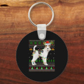 Womens Fox Terrier Dog Ugly Christmas Sweaters Hol キーホルダー (正面)