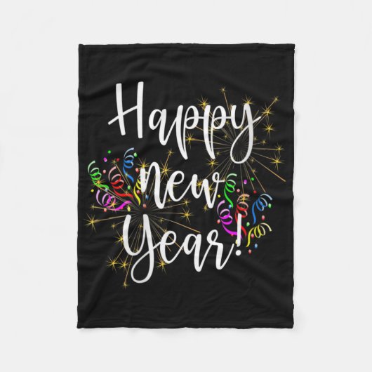 Womens Fun Happy New Year Day Eve Party Fireworks フリースブランケット (正面)
