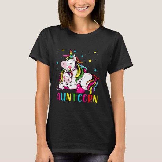 Womens Funny Auntcorn Unicorn Costume Aunt Mom Tシャツ (正面)