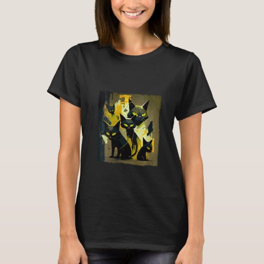 Womens Funny Black Cat Attack Squad for Kids, Wome Tシャツ (正面)