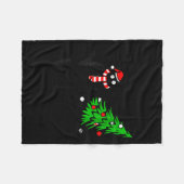 Womens Funny Black Cat Gift Pushing Christmas Tree フリースブランケット (正面(横))