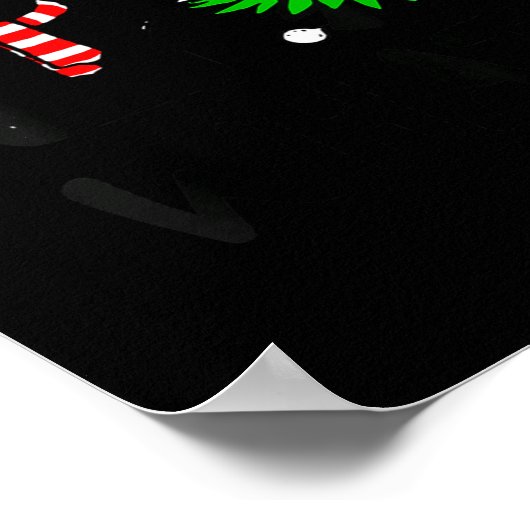 Womens Funny Black Cat Gift Pushing Christmas Tree ポスター (角)