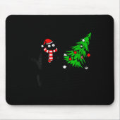 Womens Funny Black Cat Gift Pushing Christmas Tree マウスパッド (正面)