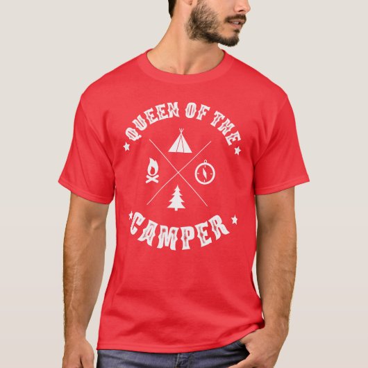 Womens Funny Camping Girls Gift Queen Ofhe Campe f Tシャツ (正面)
