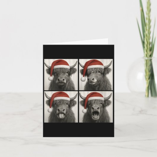 Womens Funny Christmas Highland Cow Santa Photo Bo カード (正面)