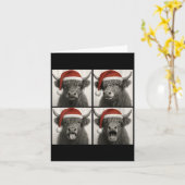 Womens Funny Christmas Highland Cow Santa Photo Bo カード (黄色い花)