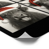 Womens Funny Christmas Highland Cow Santa Photo Bo ポスター (角)