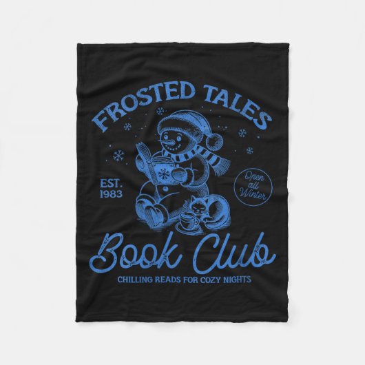 Womens Funny Christmas Snowman Frosted Tales Book  フリースブランケット (正面)