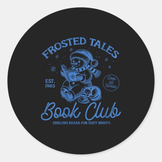 Womens Funny Christmas Snowman Frosted Tales Book  ラウンドシール (正面)