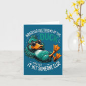 Womens Funny Duck Graphic Tees Men Women Teens Fun カード (黄色い花)