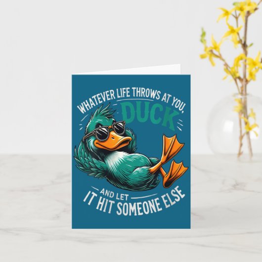 Womens Funny Duck Graphic Tees Men Women Teens Fun カード (黄色い花)