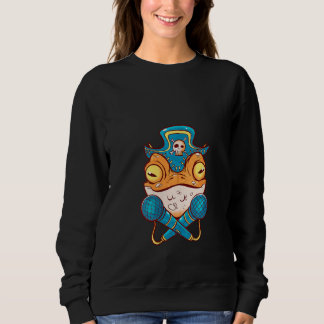 Womens Funny frog in pirate costume for men, women スウェットシャツ