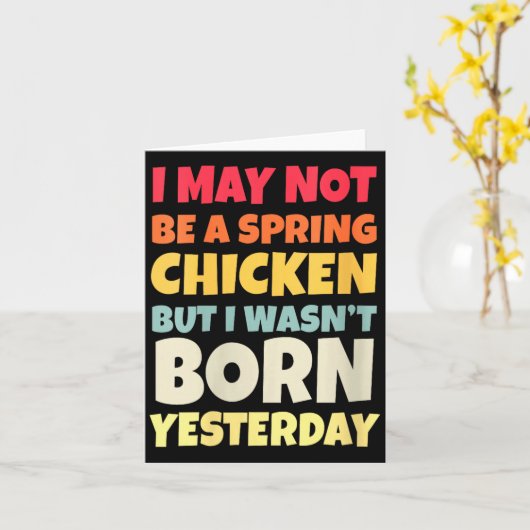 Womens Funny Getting Older Retro Spring Chicken Bi カード (黄色い花)