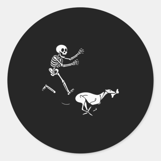 Womens Funny Ghound Running Skeleton Halloween V-n ラウンドシール (正面)