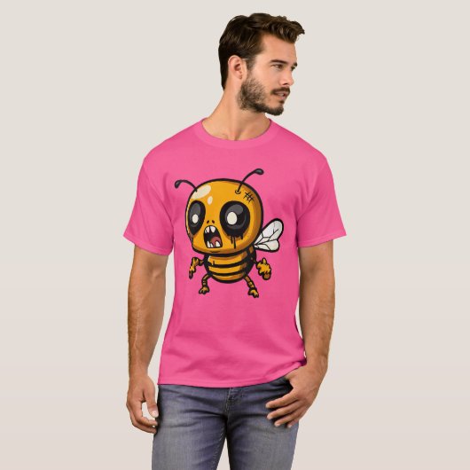 Womens Funny Halloween Honey Bee Zombie Comic VNec Tシャツ (正面フル)