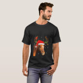 Womens Funny Horse Lover Xmas Lights Reindeer Sant Tシャツ (正面フル)