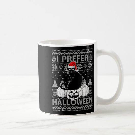 Womens Funny I Prefer Halloween Black Cat Ugly Chr コーヒーマグカップ (右)