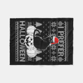 Womens Funny I Prefer Halloween Black Cat Ugly Chr フリースブランケット (正面(横))