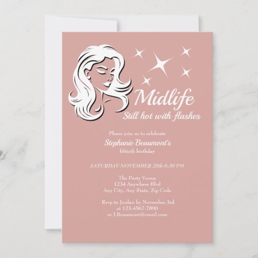 Women's Funny Midlife Still Hot 50th Birthday 招待状 (正面)