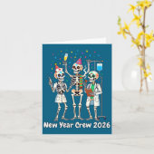 Women's Funny Nurse Skeleton New Year Crew 2026 Er カード (黄色い花)