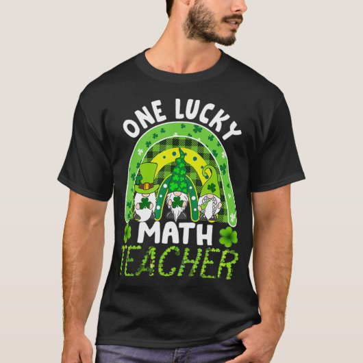 Womens Funny One Lucky Math Teacher Rainbow St Pat Tシャツ (正面)