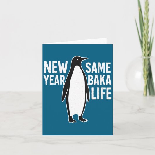 Womens Funny Penguin New Year Baka Life Anime Styl カード (正面)