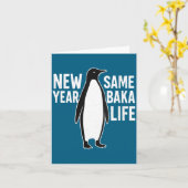 Womens Funny Penguin New Year Baka Life Anime Styl カード (黄色い花)