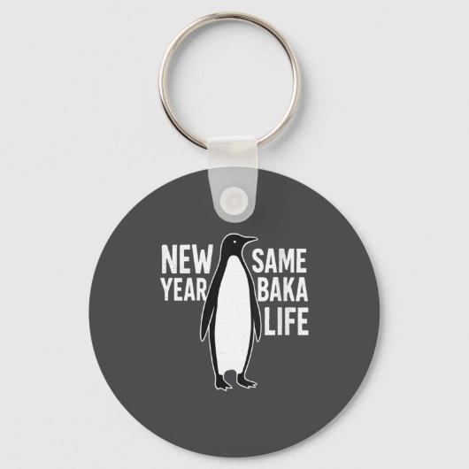 Womens Funny Penguin New Year Baka Life Anime Styl キーホルダー (正面)