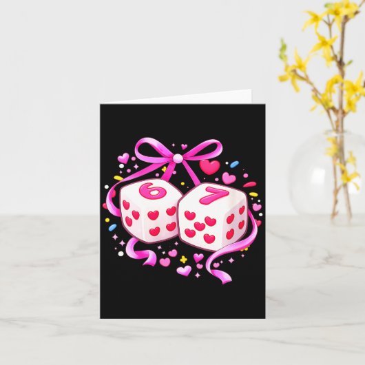 Women's Funny Preppy 67 Valentine Six Seven Dice 6 カード (黄色い花)