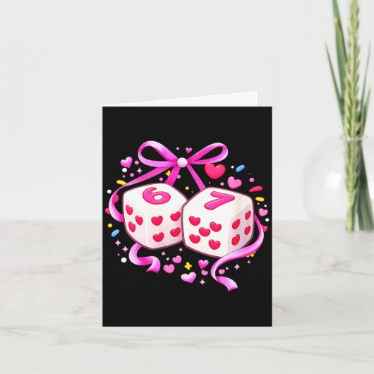 Women's Funny Preppy 67 Valentine Six Seven Dice 6 カード (正面)