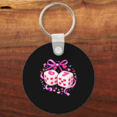 Women's Funny Preppy 67 Valentine Six Seven Dice 6 キーホルダー (正面)