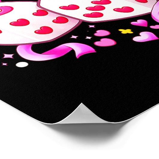 Women's Funny Preppy 67 Valentine Six Seven Dice 6 ポスター (角)