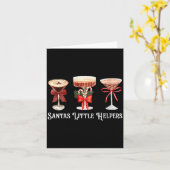 Womens Funny Santa's Little Helper Martini Tail Me カード (黄色い花)