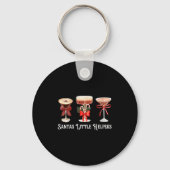 Womens Funny Santa's Little Helper Martini Tail Me キーホルダー (正面)