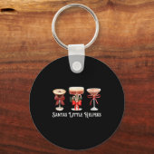 Womens Funny Santa's Little Helper Martini Tail Me キーホルダー (正面)