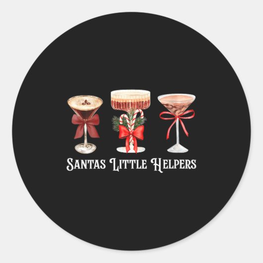 Womens Funny Santa's Little Helper Martini Tail Me ラウンドシール (正面)